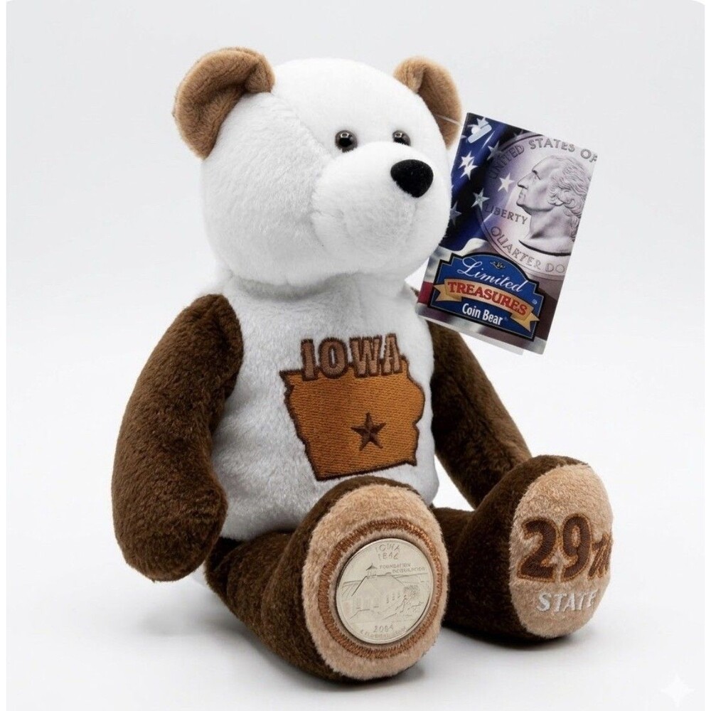 Iowa State Quarter Coin Bear Plush #29 NEW w TAGS Limited Treasures